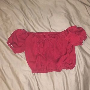 Red off the shoulder crop top